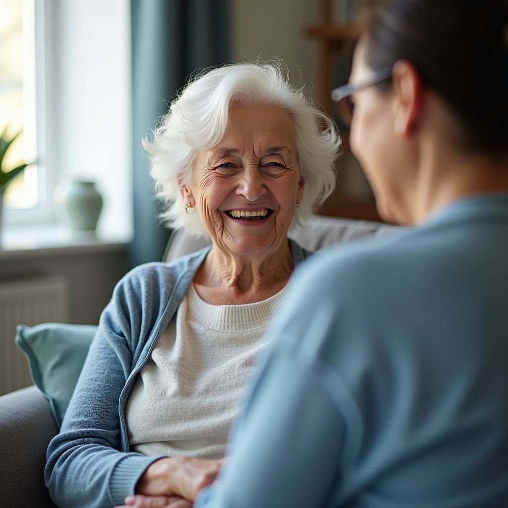 Senior și familie — un moment liniștit